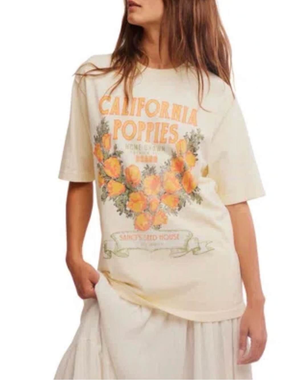 Free People x Ragabond Studio California Poppies Oversized Graphic Tee XS